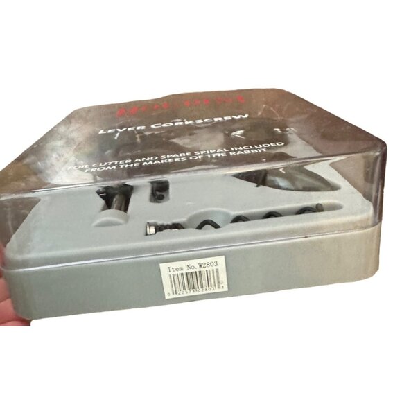 Houdini Lever Corkscrew Wine Opener Set With Foil Cutter & Spare Spiral In Black - Picture 4 of 6